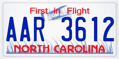 NC license plate AAR3612