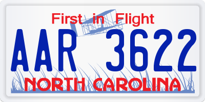 NC license plate AAR3622