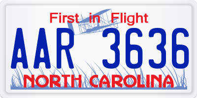 NC license plate AAR3636
