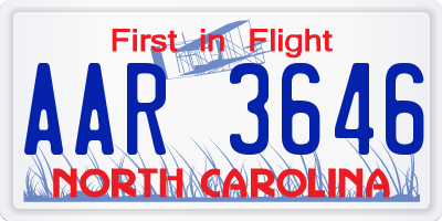 NC license plate AAR3646