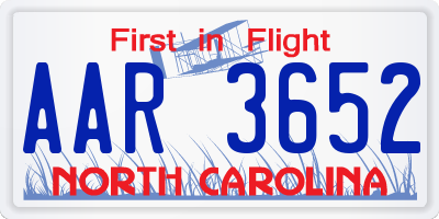 NC license plate AAR3652