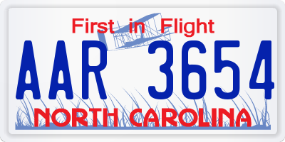 NC license plate AAR3654
