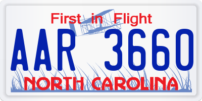 NC license plate AAR3660