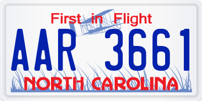 NC license plate AAR3661