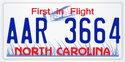NC license plate AAR3664