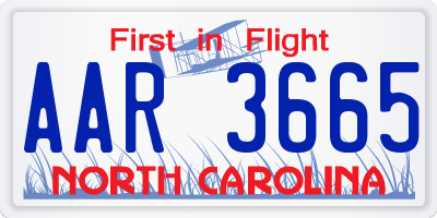 NC license plate AAR3665
