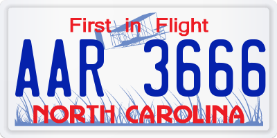 NC license plate AAR3666