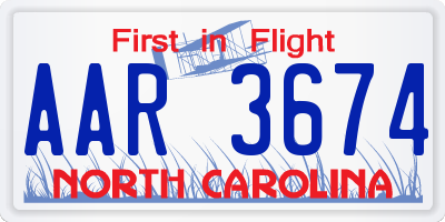 NC license plate AAR3674
