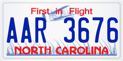NC license plate AAR3676