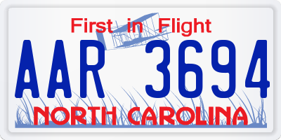 NC license plate AAR3694