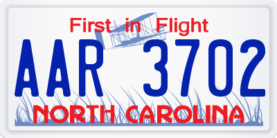 NC license plate AAR3702