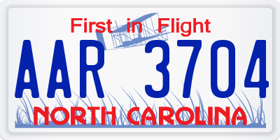 NC license plate AAR3704