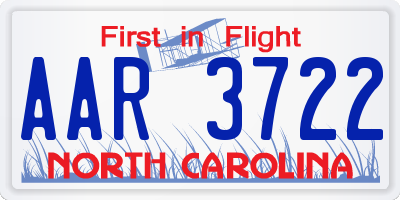 NC license plate AAR3722