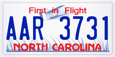 NC license plate AAR3731