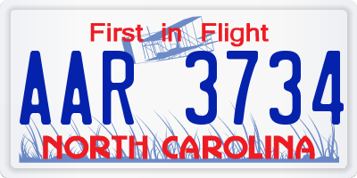 NC license plate AAR3734