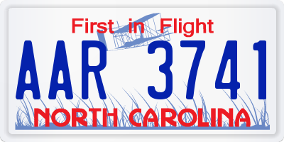 NC license plate AAR3741