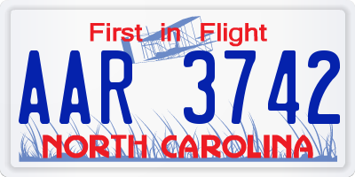 NC license plate AAR3742