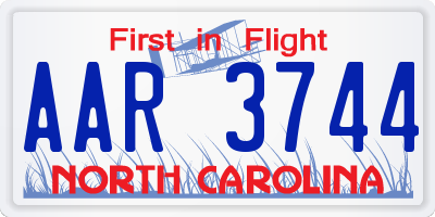 NC license plate AAR3744