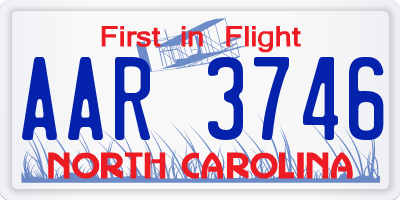 NC license plate AAR3746