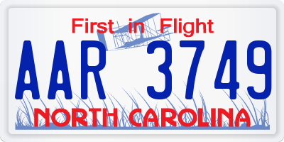 NC license plate AAR3749