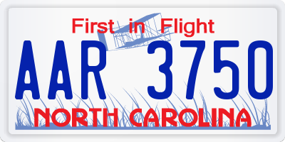 NC license plate AAR3750