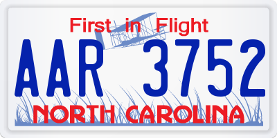 NC license plate AAR3752