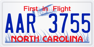 NC license plate AAR3755