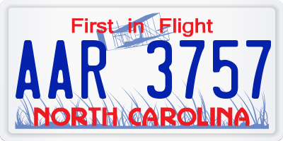 NC license plate AAR3757