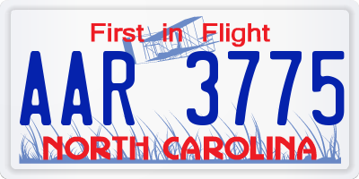 NC license plate AAR3775