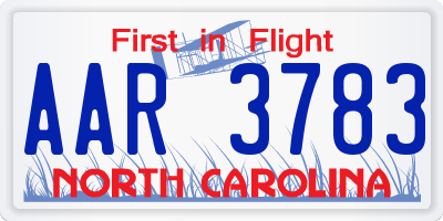 NC license plate AAR3783