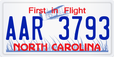 NC license plate AAR3793