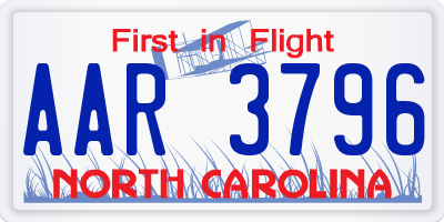 NC license plate AAR3796