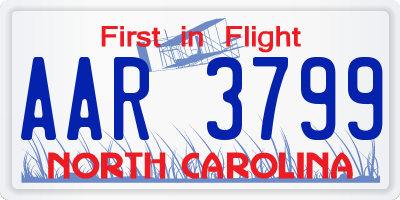NC license plate AAR3799