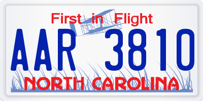 NC license plate AAR3810
