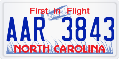 NC license plate AAR3843