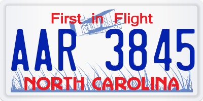 NC license plate AAR3845