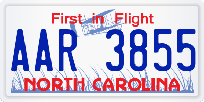 NC license plate AAR3855