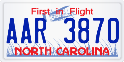 NC license plate AAR3870