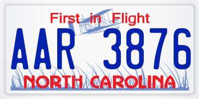 NC license plate AAR3876