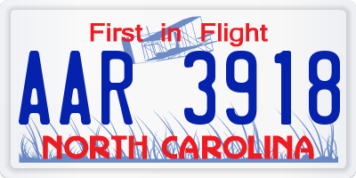NC license plate AAR3918
