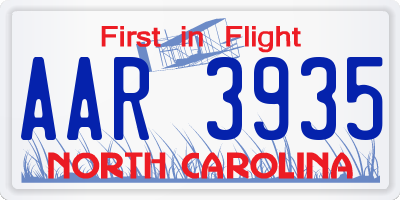 NC license plate AAR3935