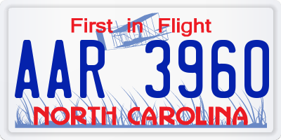 NC license plate AAR3960