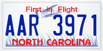 NC license plate AAR3971