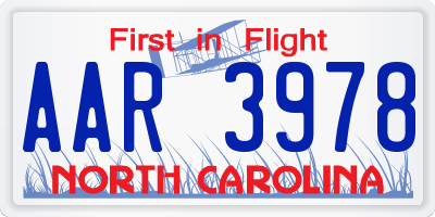 NC license plate AAR3978