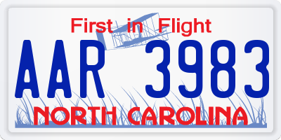 NC license plate AAR3983