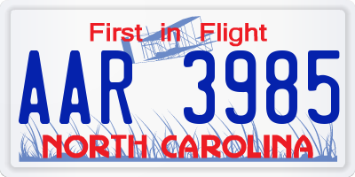 NC license plate AAR3985