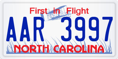 NC license plate AAR3997