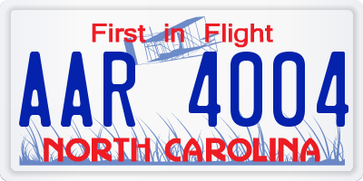 NC license plate AAR4004