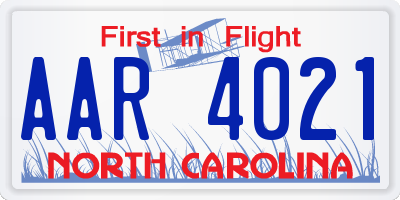 NC license plate AAR4021
