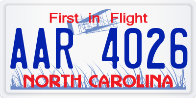 NC license plate AAR4026